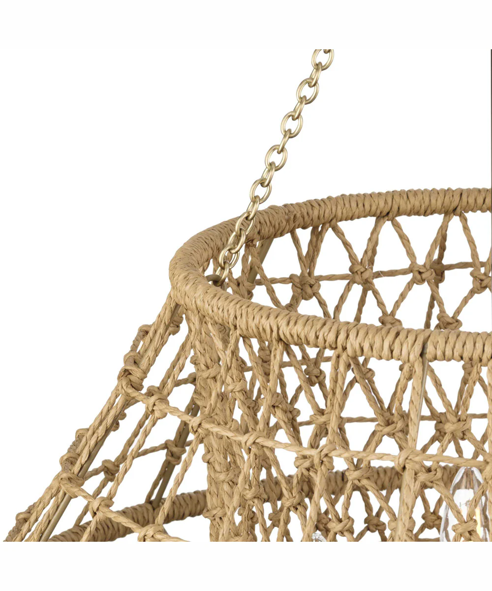 Laila 4-Light Coastal Chandelier with Woven Jute Accents Vintage Brass - Image 7