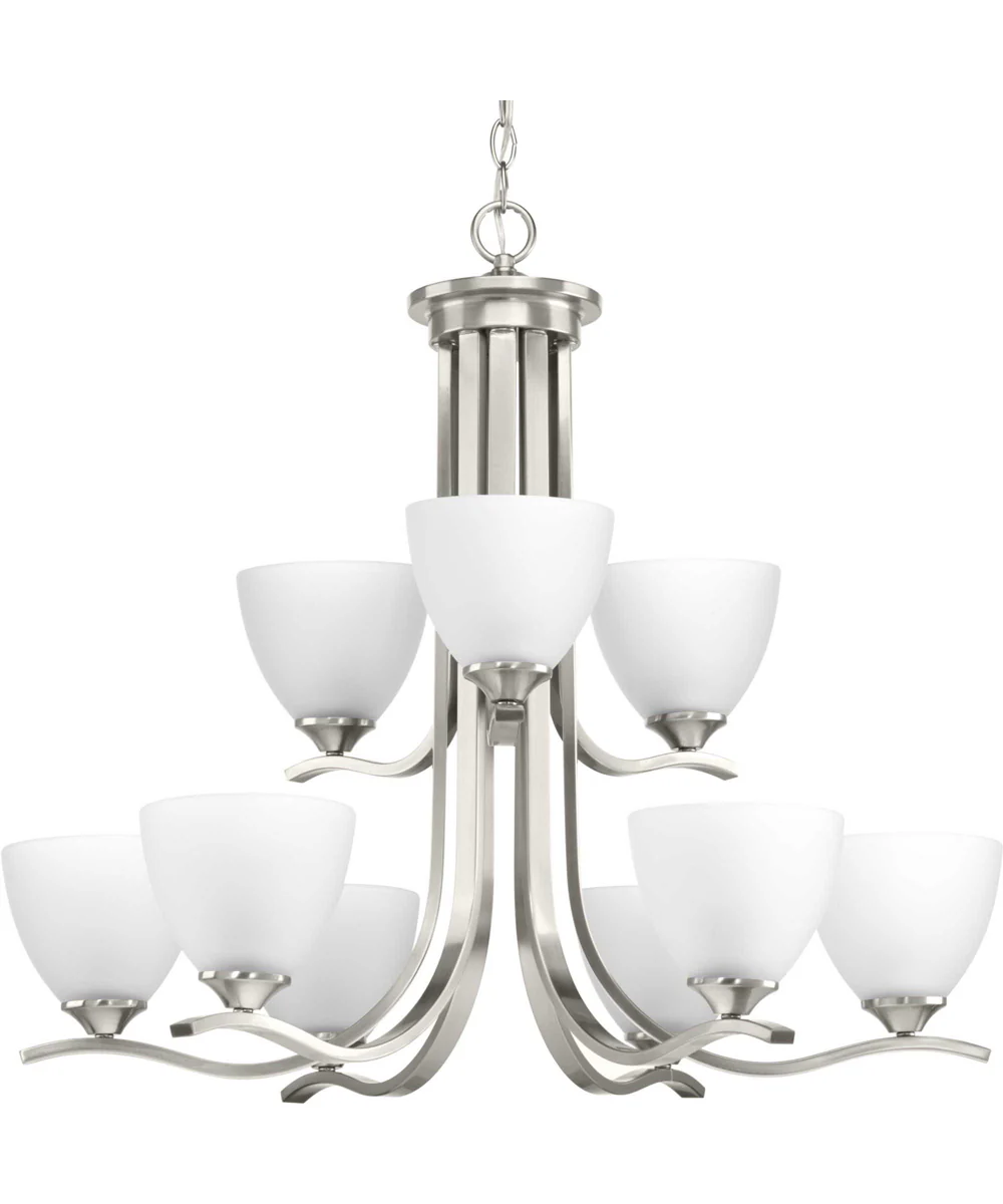 Laird 9-Light Etched Glass Traditional Chandelier Light Brushed Nickel