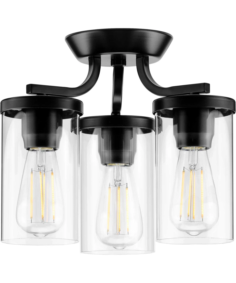 Lassiter Black 3-Light Semi-Flush Mount Matte Black