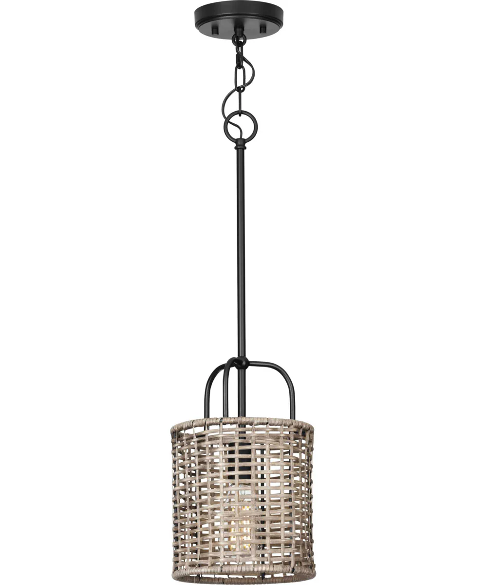 Lavelle 1-Light Mocha finish Rattan Hanging Mini-Pendant Light Matte Black - Image 3