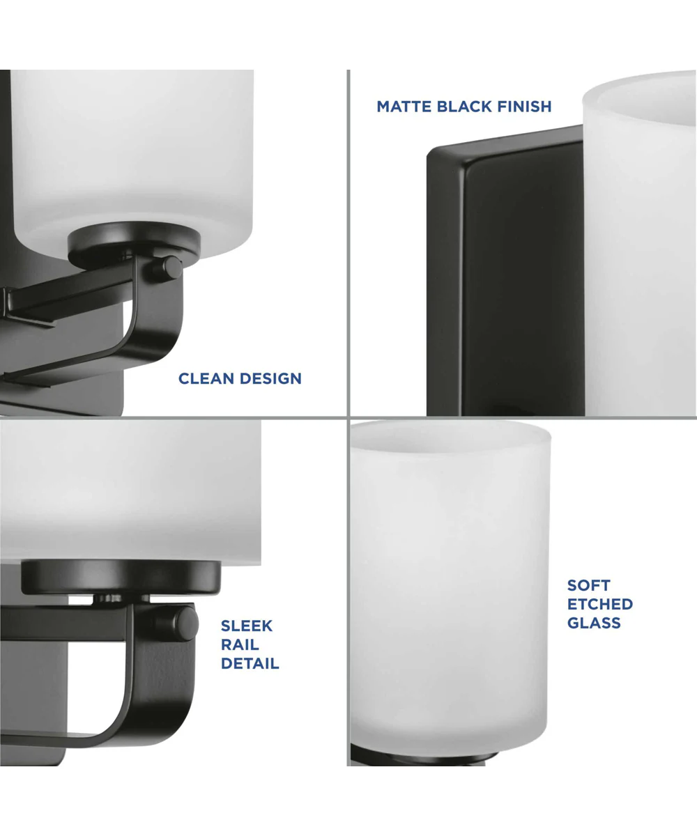 League 1-Light Etched Glass Modern Farmhouse Bath Vanity Light Matte Black - Image 3