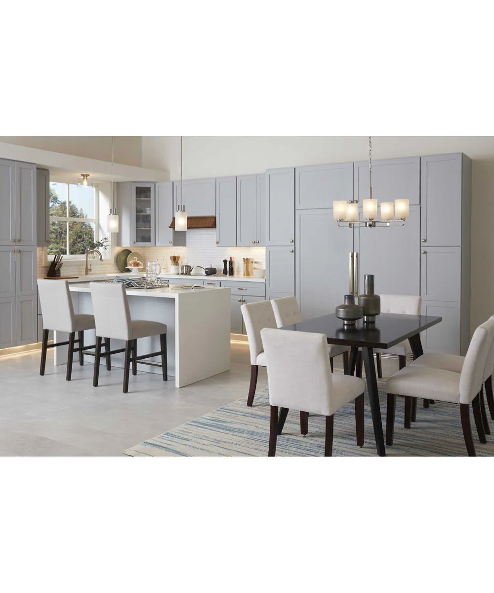 League 1-Light Etched Glass Modern Farmhouse Mini-Pendant Hanging Light Brushed Nickel - Image 2