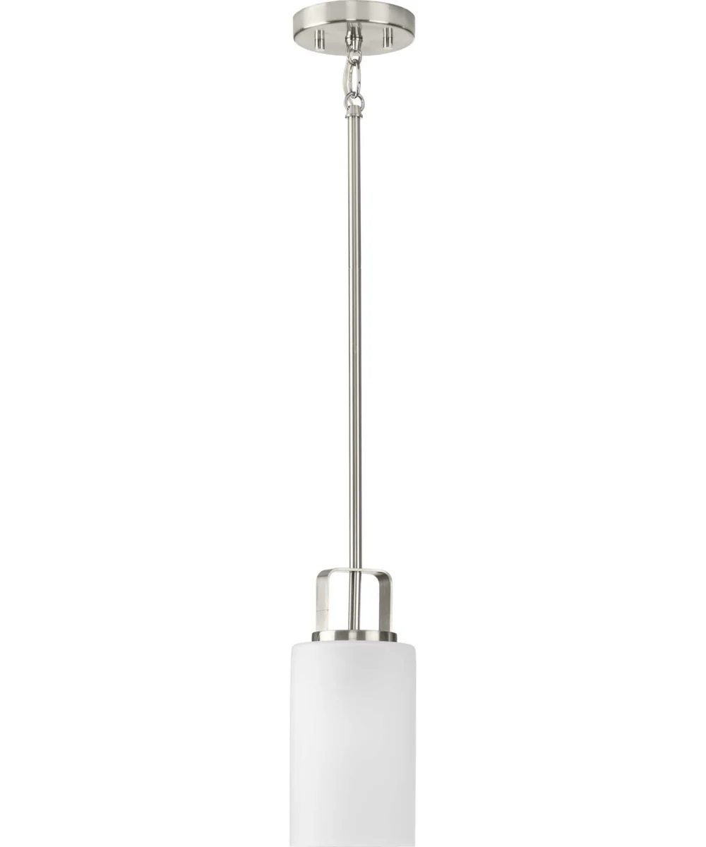 League 1-Light Etched Glass Modern Farmhouse Mini-Pendant Hanging Light Brushed Nickel - Image 5