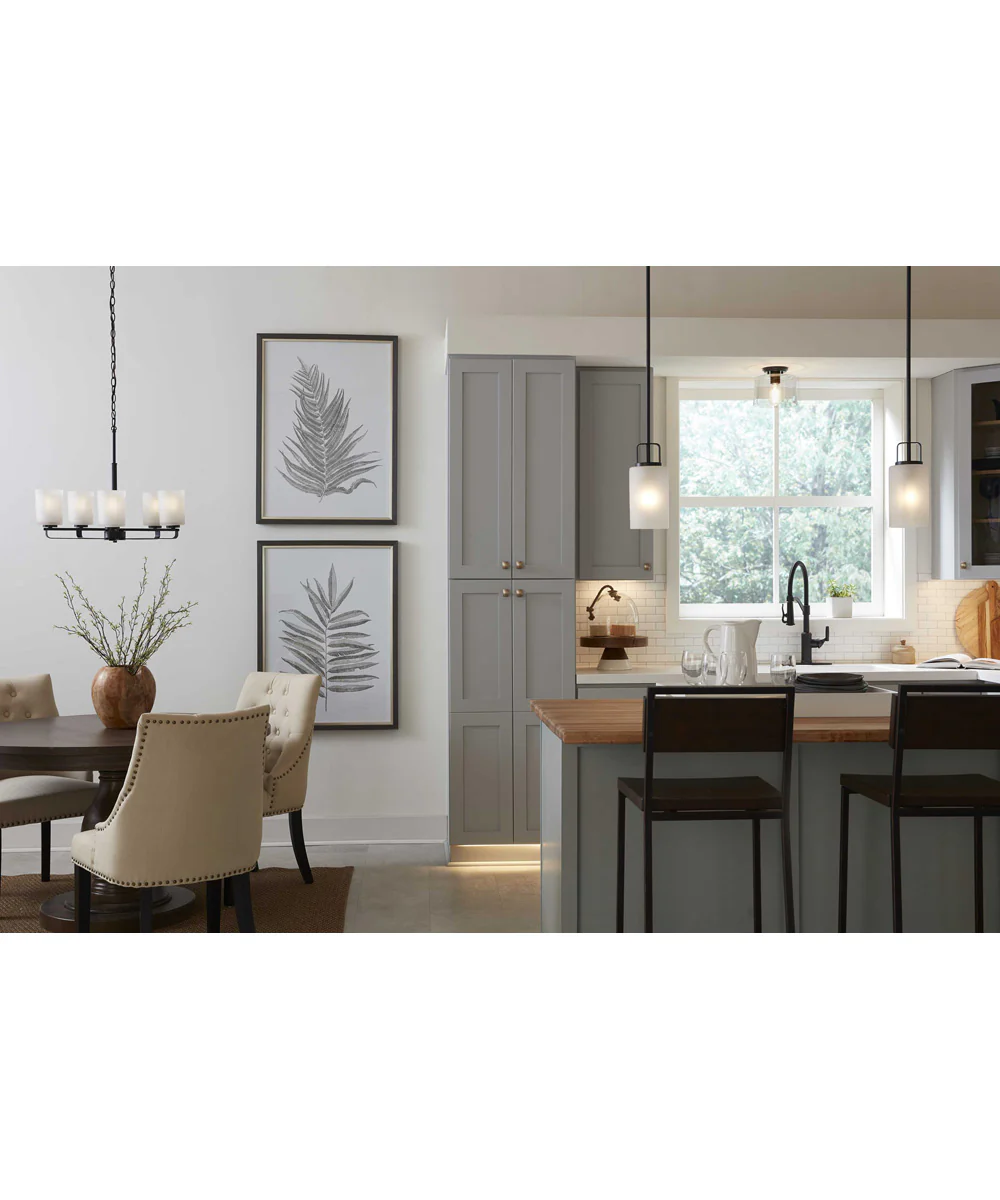 League 1-Light Etched Glass Modern Farmhouse Mini-Pendant Hanging Light Matte Black - Image 2