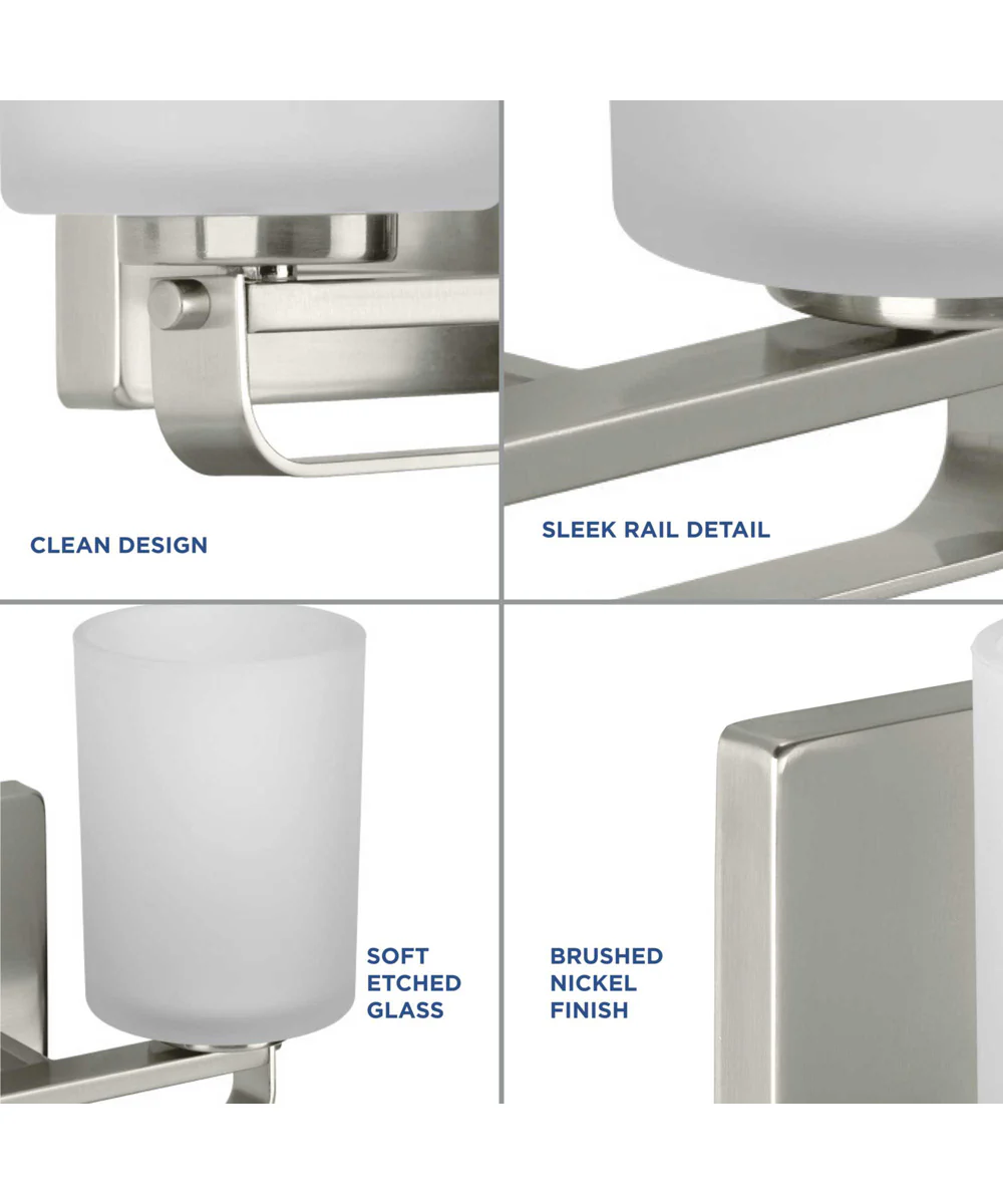League 3-Light Etched Glass Modern Farmhouse Bath Vanity Light Brushed Nickel - Image 4