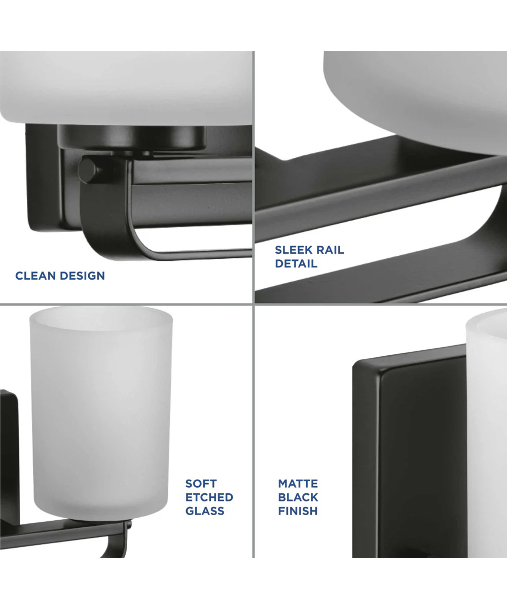League 4-Light Etched Glass Modern Farmhouse Bath Vanity Light Matte Black - Image 3