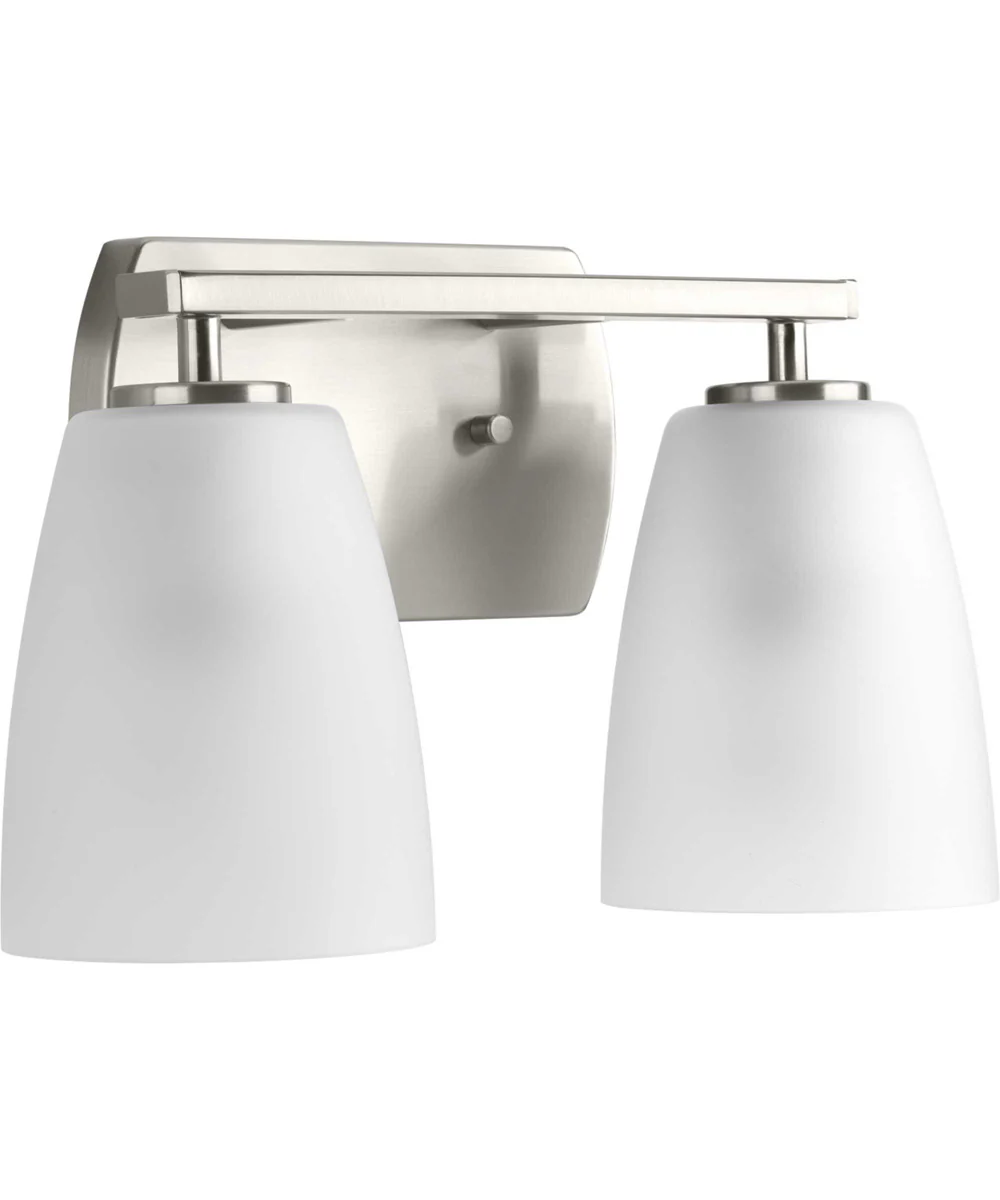Leap 2-Light Etched Glass Modern Bath Vanity Light Brushed Nickel