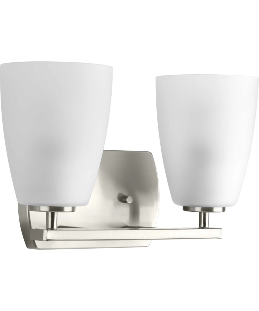 Leap 2-Light Etched Glass Modern Bath Vanity Light Brushed Nickel - Image 2