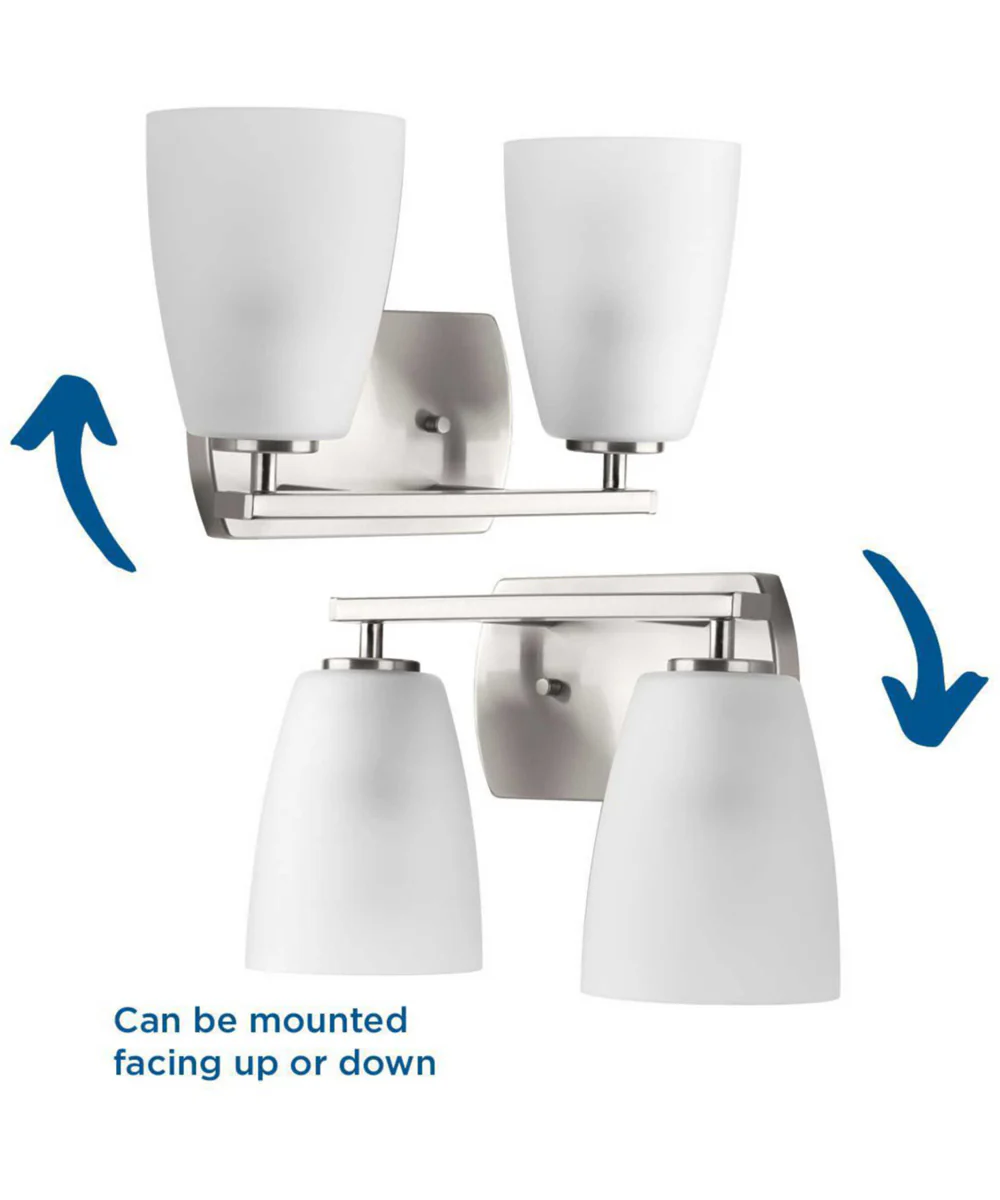 Leap 2-Light Etched Glass Modern Bath Vanity Light Brushed Nickel - Image 5