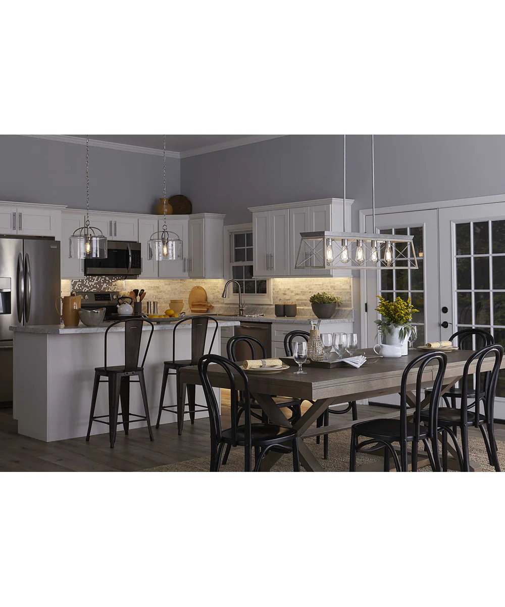 Leyden 1-Light Clear Glass Farmhouse Style Hanging Pendant Light Brushed Nickel - Image 3