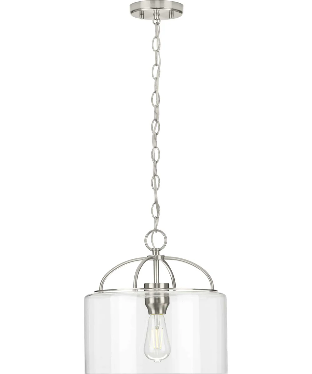 Leyden 1-Light Clear Glass Farmhouse Style Hanging Pendant Light Brushed Nickel - Image 5