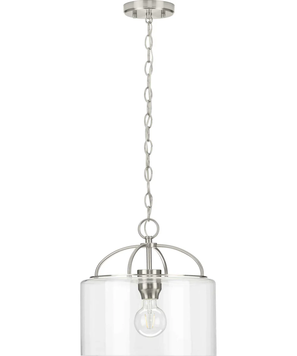 Leyden 1-Light Clear Glass Farmhouse Style Hanging Pendant Light Brushed Nickel - Image 6