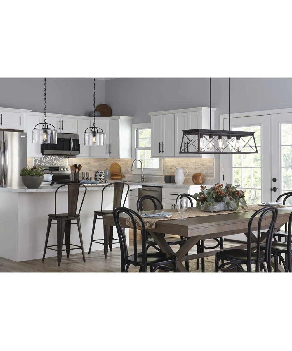 Leyden 1-Light Clear Glass Farmhouse Style Hanging Pendant Light Matte Black - Image 3