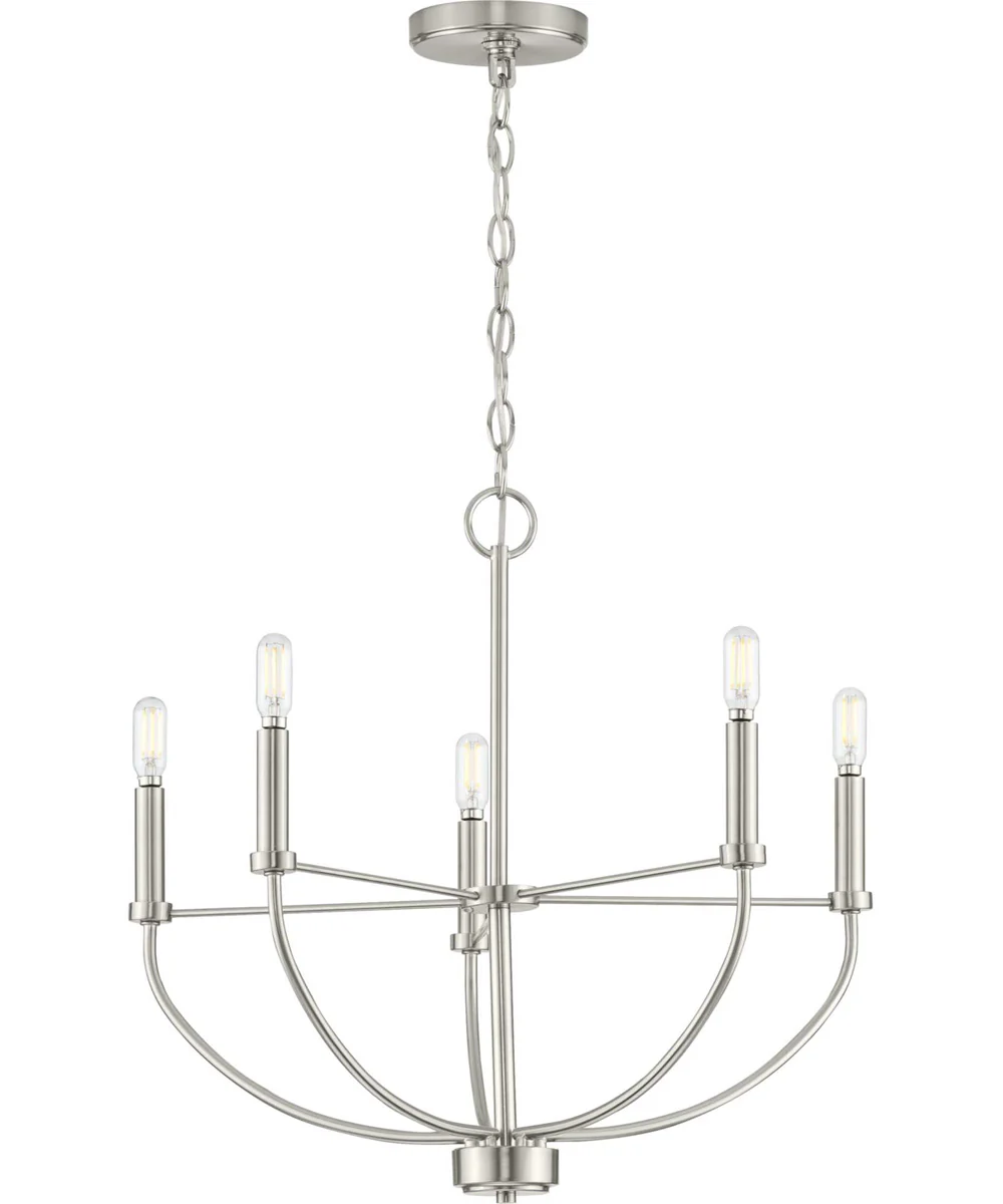 Leyden 5-Light Farmhouse Style Chandelier Brushed Nickel - Image 5