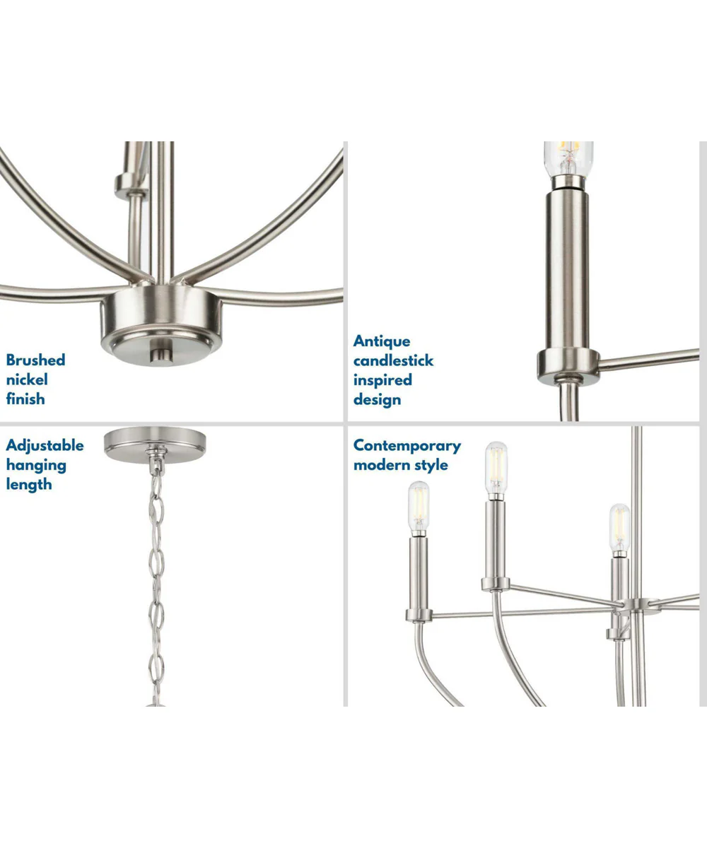 Leyden 5-Light Farmhouse Style Chandelier Brushed Nickel - Image 8