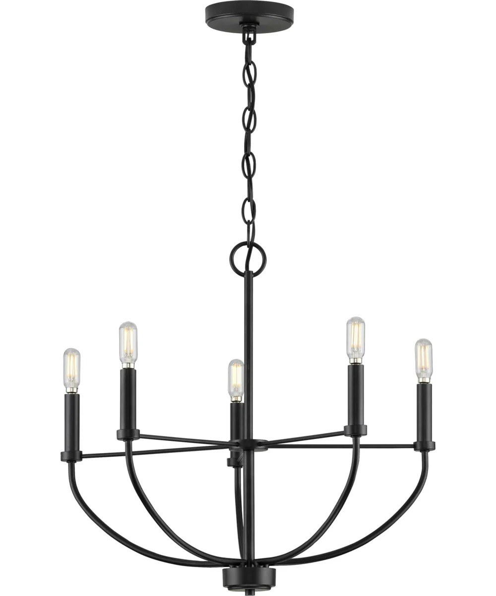 Leyden 5-Light Farmhouse Style Chandelier Matte Black - Image 3