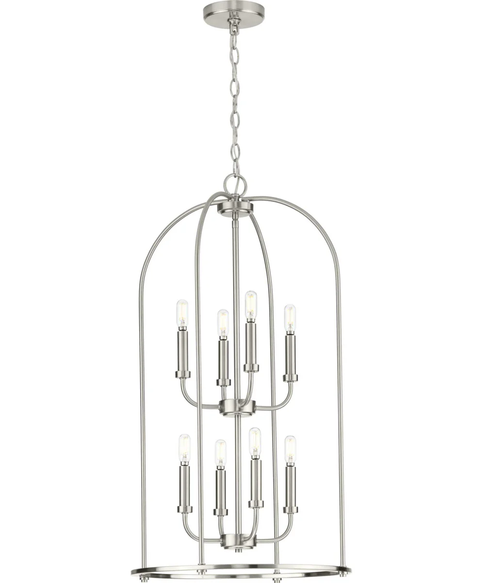 Leyden 8-Light Farmhouse Style Foyer Pendant Light Brushed Nickel - Image 2