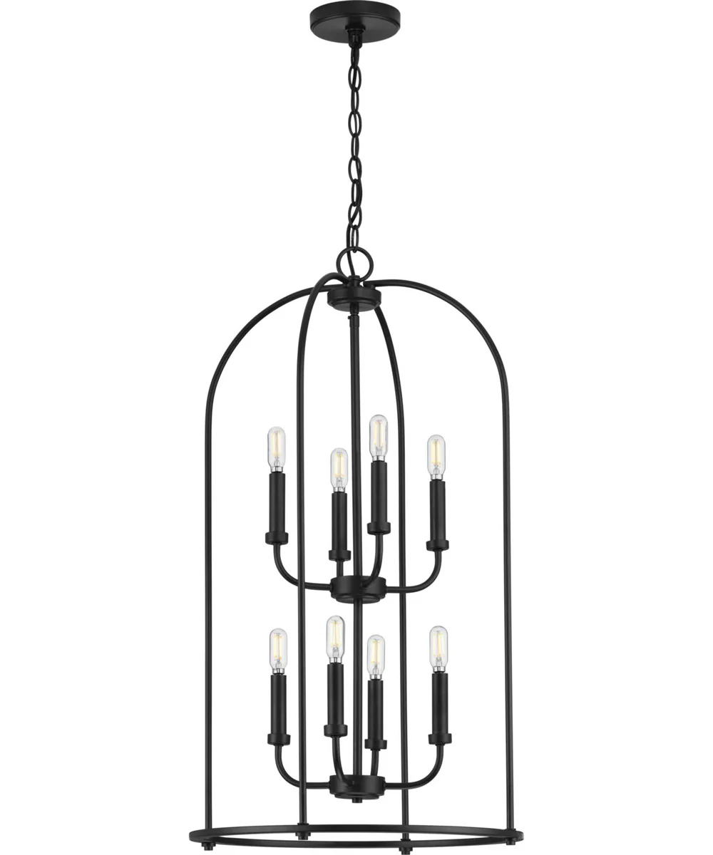 Leyden 8-Light Farmhouse Style Foyer Pendant Light Matte Black - Image 2