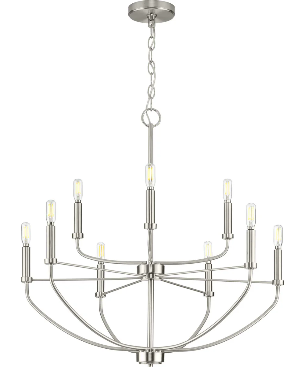 Leyden 9-Light Farmhouse Style Chandelier Light Brushed Nickel - Image 3