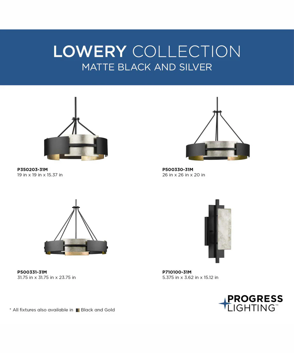 Lowery 5-Light Matte Black/Aged Silver Leaf Industrial Luxe Pendant Matte Black - Image 6