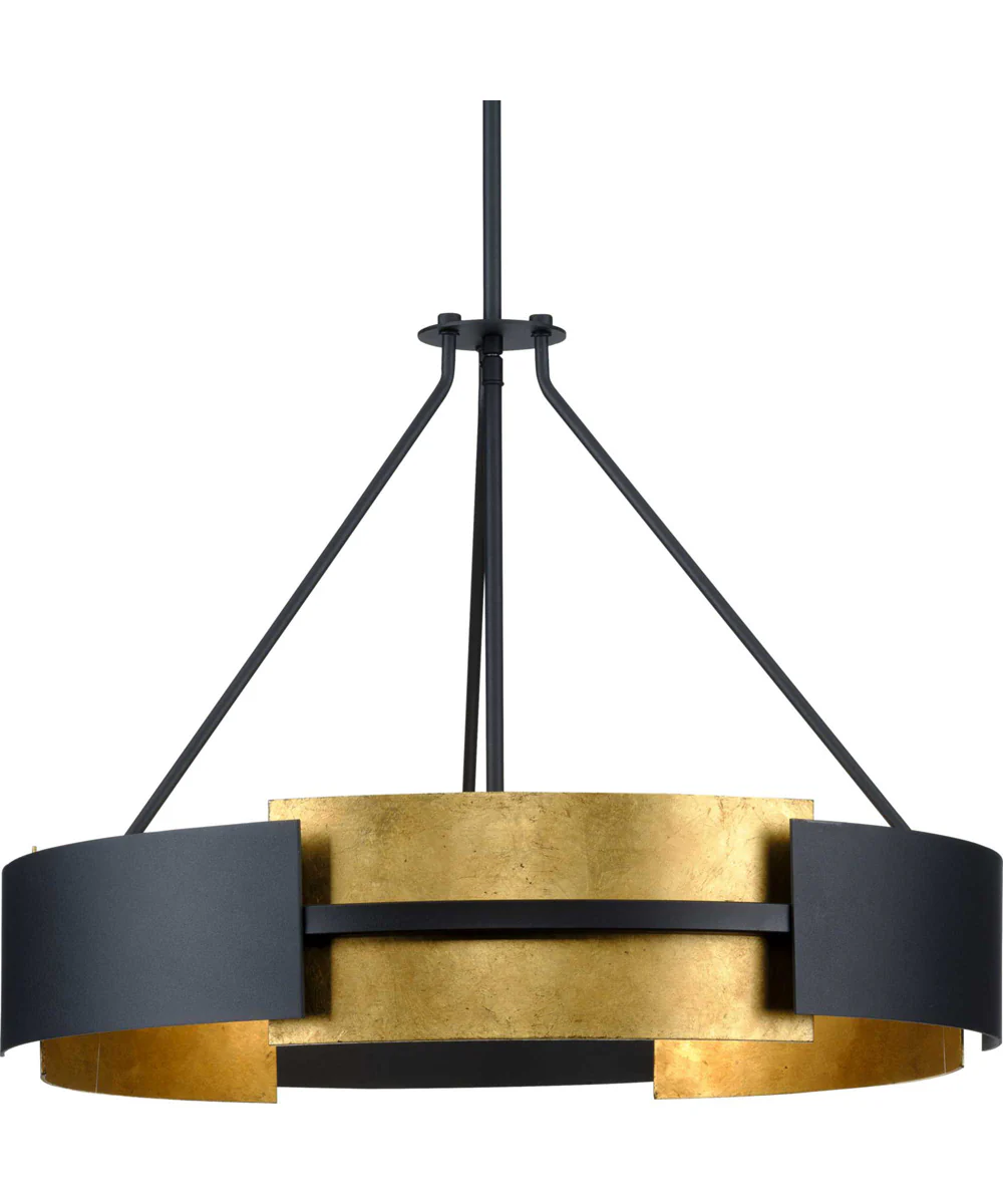 Lowery 5-Light Textured Black/Distressed Gold Hanging Pendant Light Textured Black