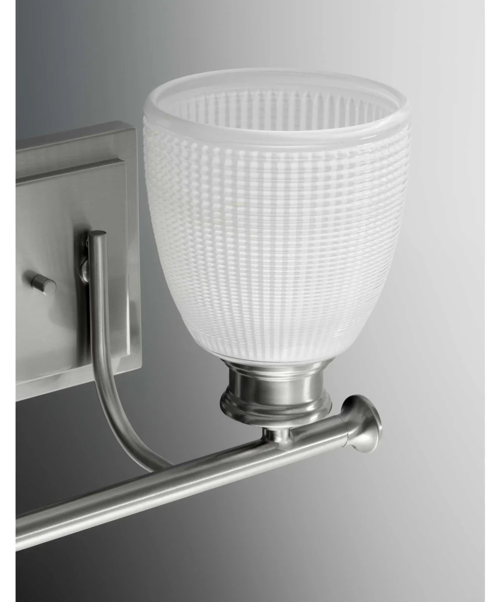 Lucky 1-Light Frosted Prismatic Glass Coastal Bath Vanity Light Brushed Nickel - Image 3