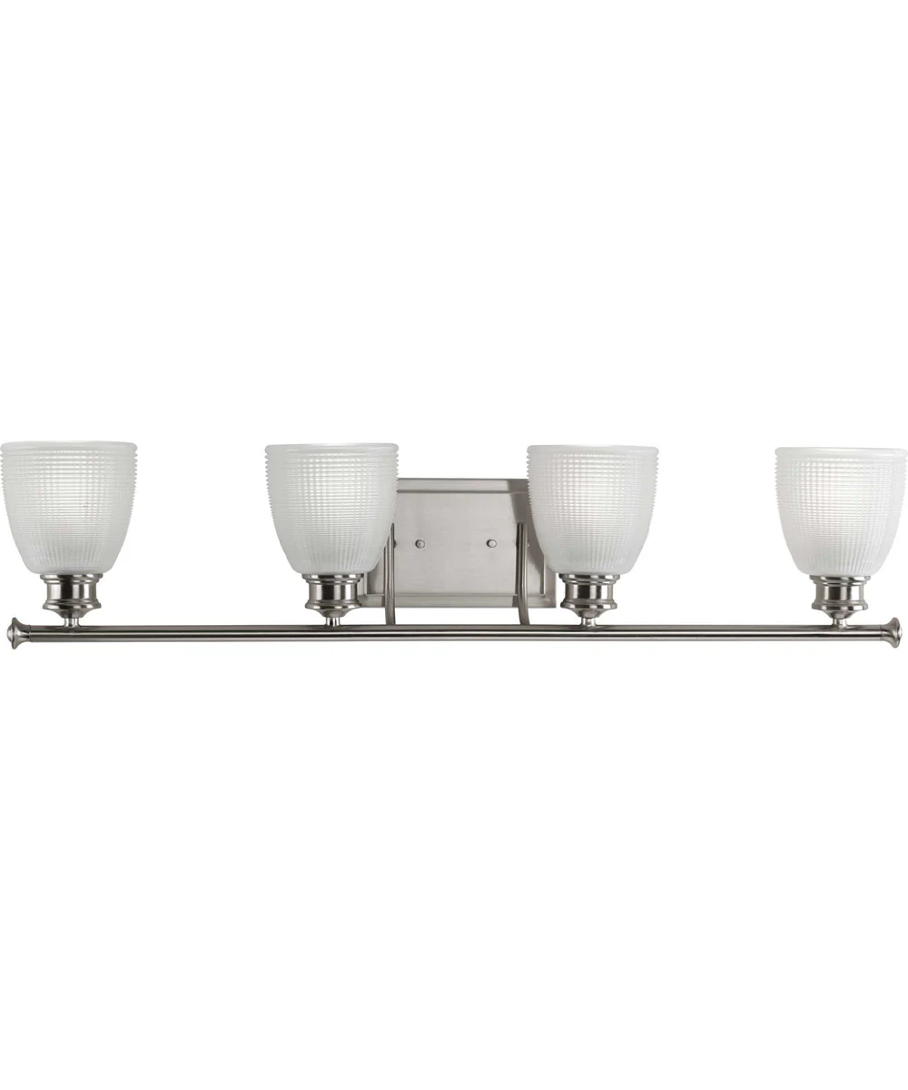 Lucky 4-Light White Prismatic Glass Coastal Bath Vanity Light Brushed Nickel - Image 2