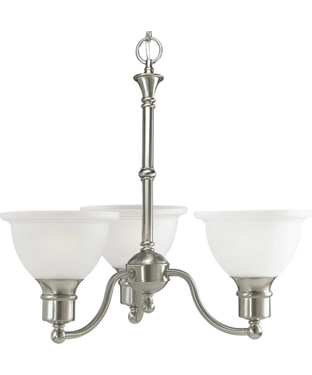Madison 3-Light Etched Glass Traditional Chandelier Light Brushed Nickel - Image 3
