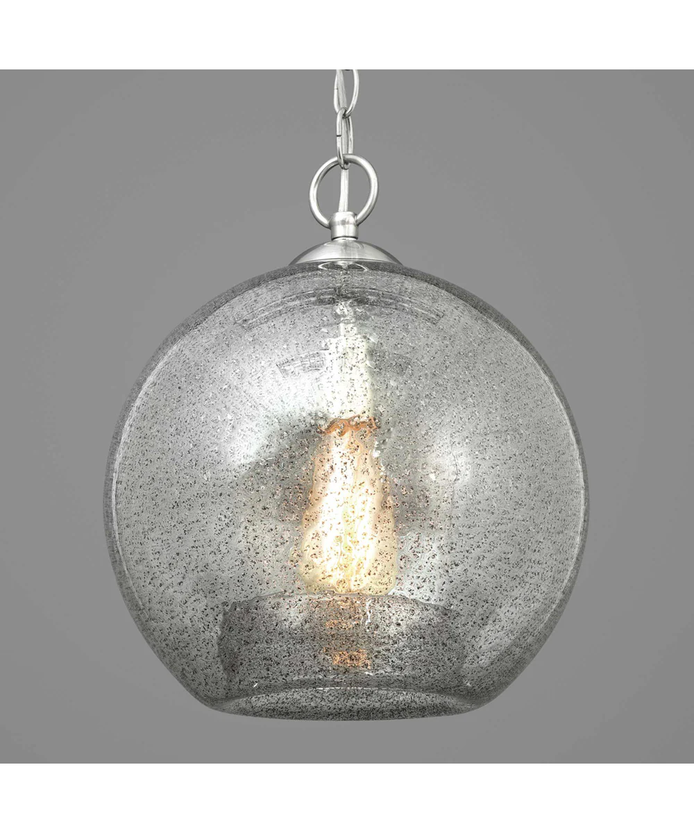 Malbec 1-Light Clear Textured Glass Global Pendant Light Brushed Nickel - Image 6