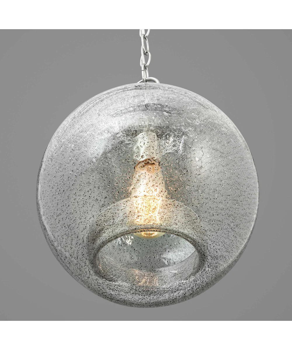 Malbec 1-Light Clear Textured Glass Global Pendant Light Brushed Nickel - Image 8