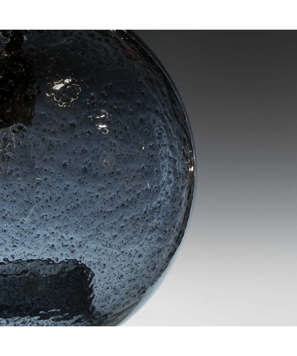 Malbec 1-Light Recycled Blue Textured Glass Global Pendant Light Antique Bronze - Image 2