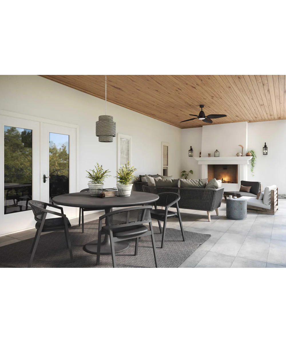 Manteo 1-Light with Weathered Grey Rattan Indoor/Outdoor Hanging Pendant Light Cottage White - Image 2