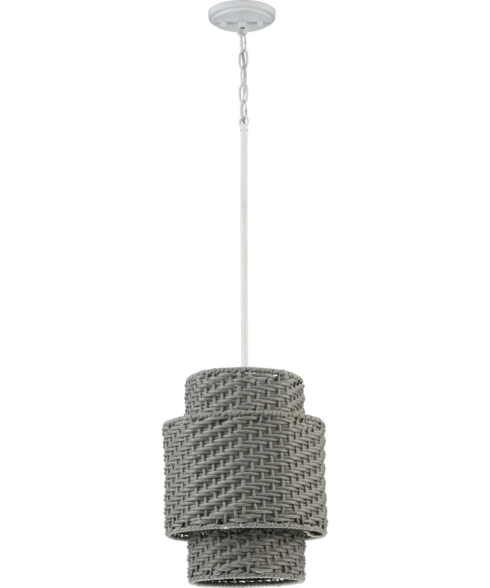 Manteo 1-Light with Weathered Grey Rattan Indoor/Outdoor Hanging Pendant Light Cottage White - Image 5