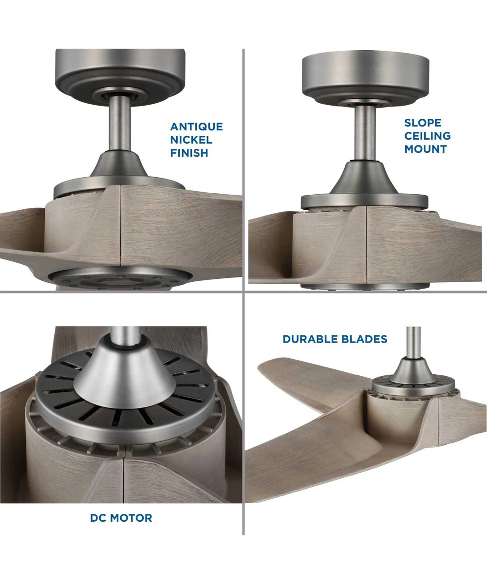 Manvel 60-Inch 3-Blade DC Motor Transitional Indoor/Outdoor Ceiling Fan Antique Wood Antique Nickel - Image 7