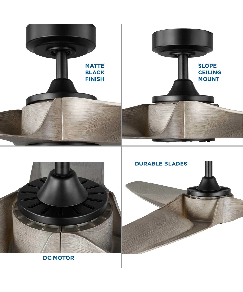 Manvel 60" Indoor/Outdoor 3-Blade DC Motor Transitional Ceiling Fan Grey Weathered Wood Matte Black - Image 3