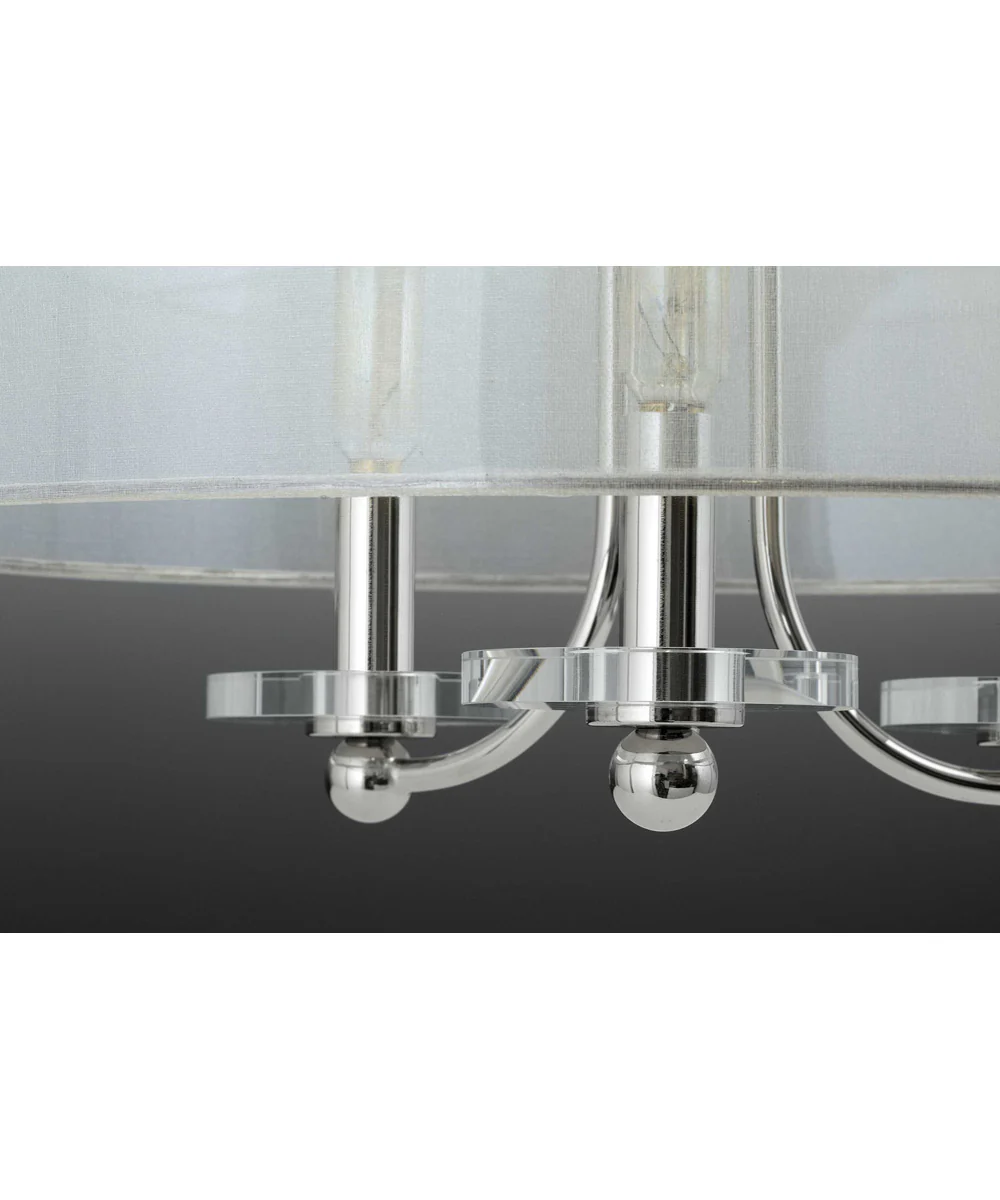 Marche 4-Light Grey Mylar Shade Luxe Pendant Light Polished Nickel - Image 4