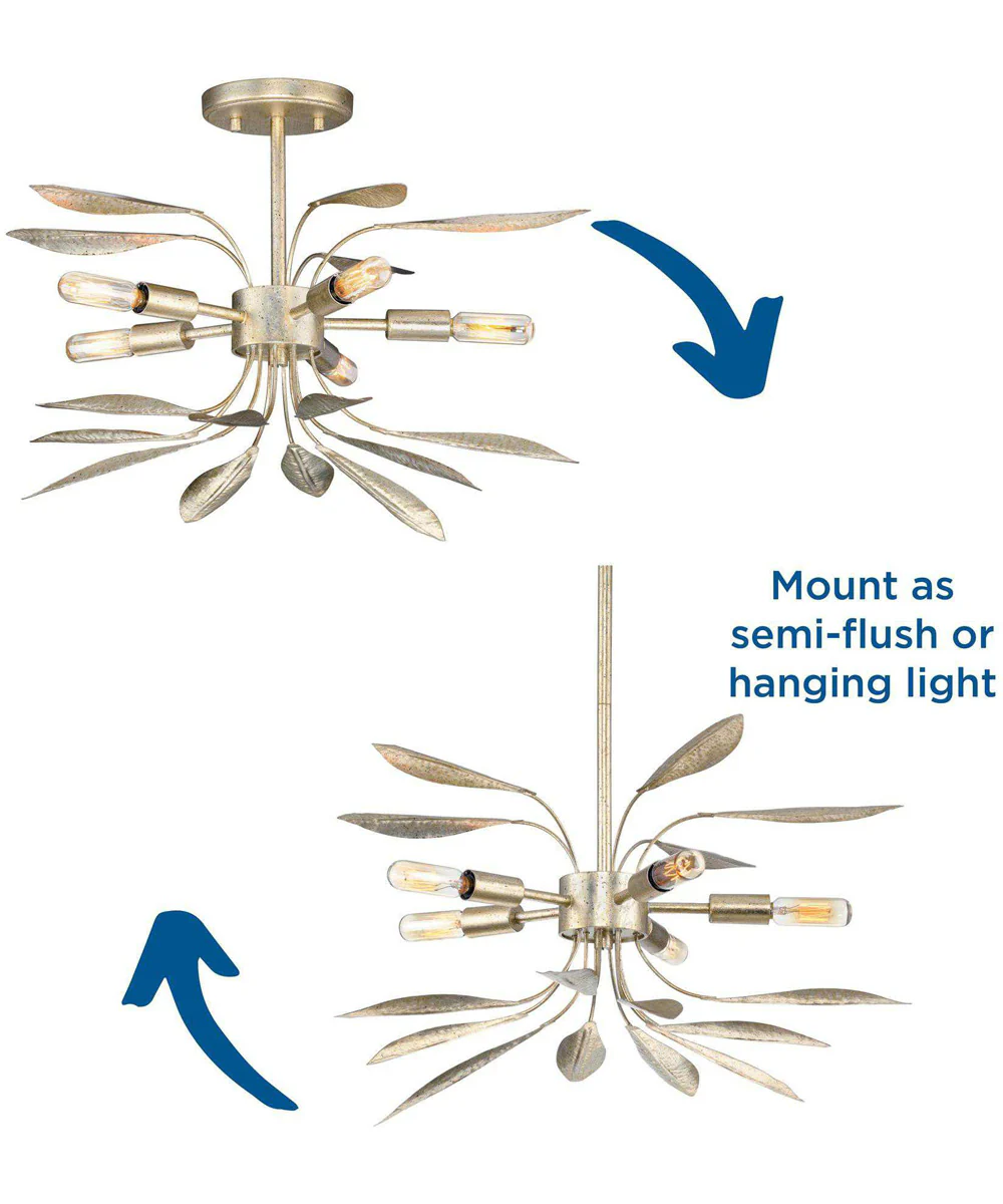 Mariposa 5-Light Convertible Semi-Flush Ceiling or Hanging Pendant Light Gilded Silver - Image 3