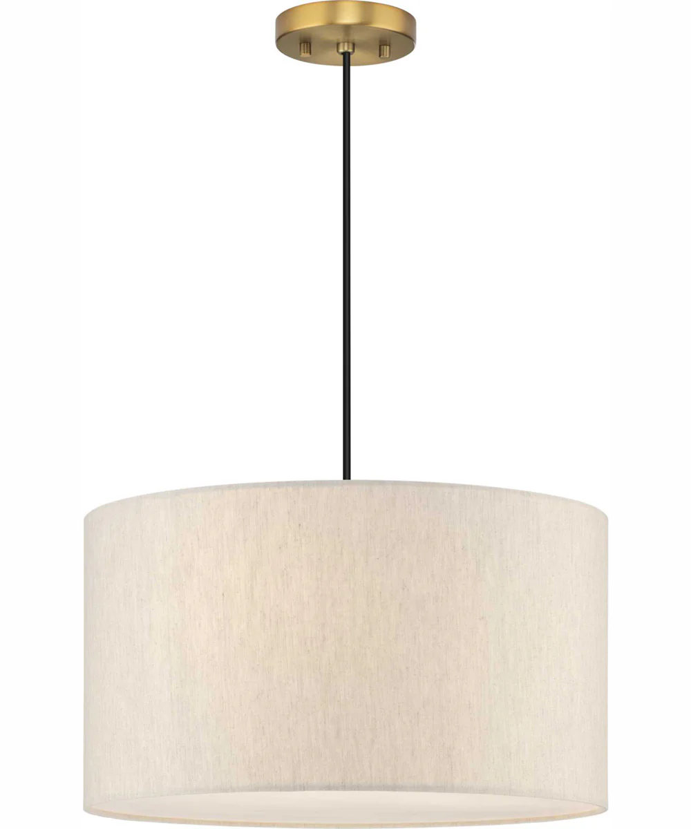 Markor 1-Light Ecru Linen Shade Transitional Pendant Brushed Nickel;Matte Black;Vintage Brass - Image 8