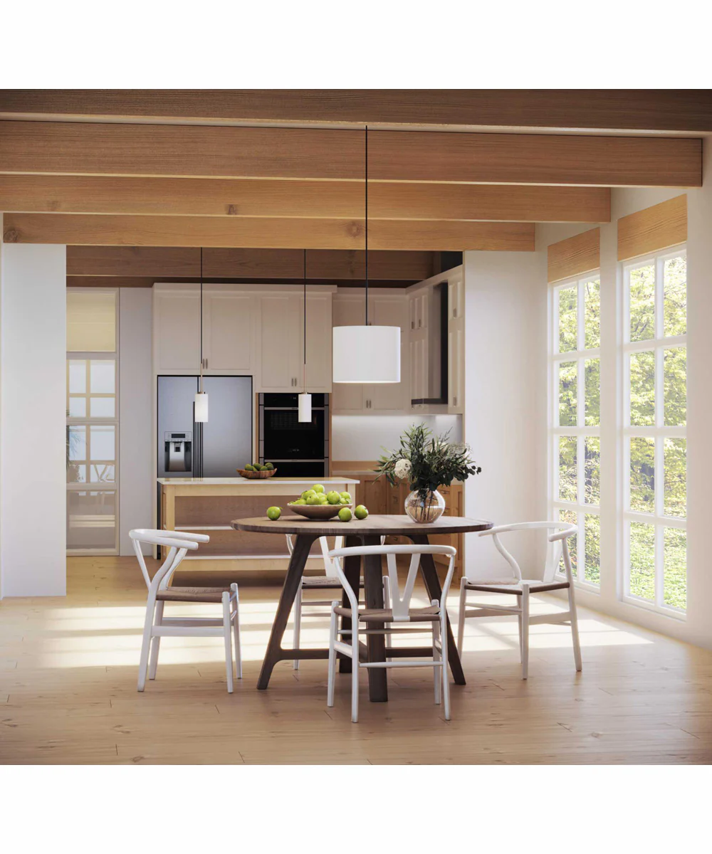 Markor 1-Light White Linen Shade Transitional Pendant Brushed Nickel;Matte Black;Vintage Brass - Image 2