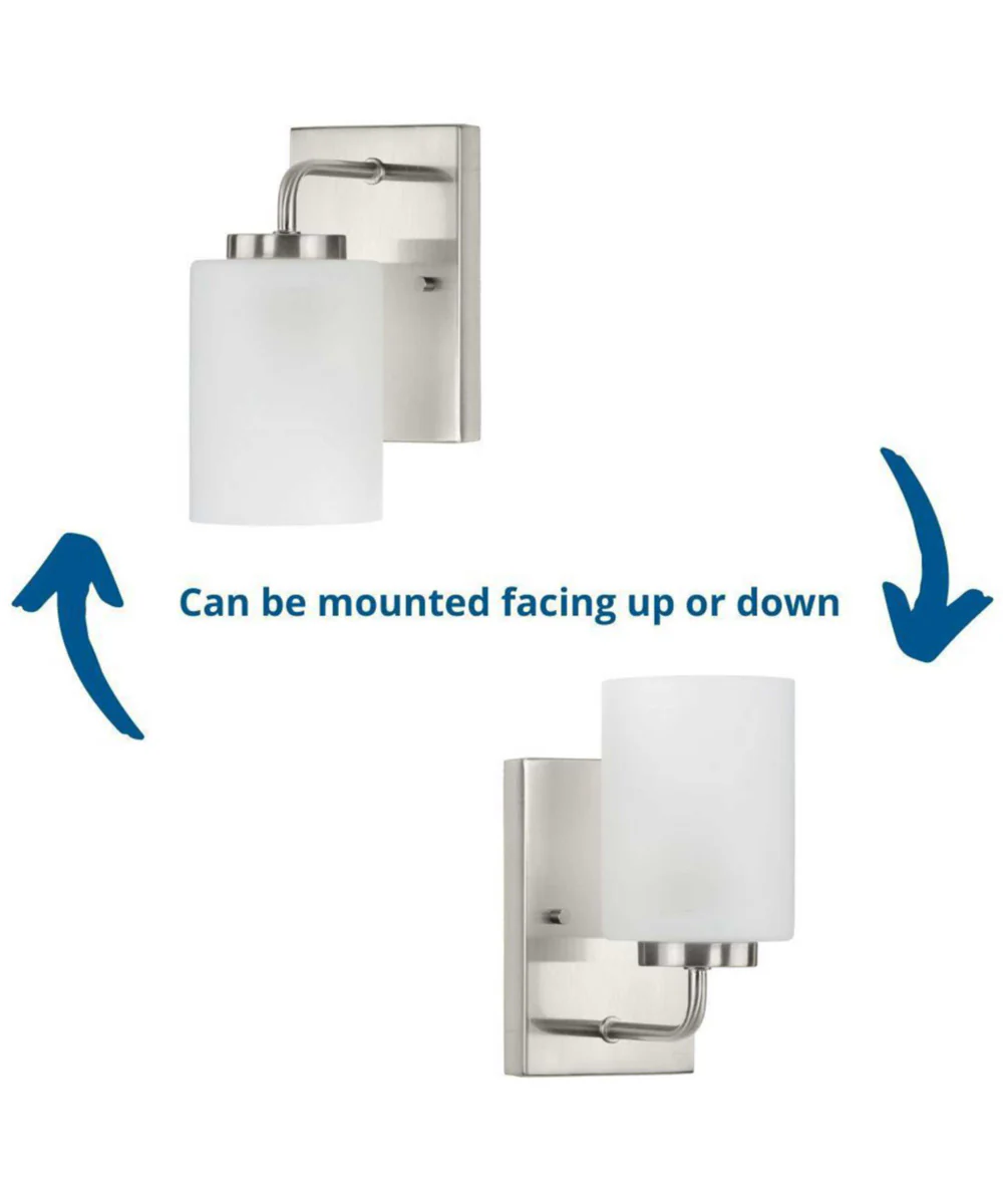 Merry 1-Light Etched Glass Transitional Style Bath Vanity Wall Light Brushed Nickel - Image 2