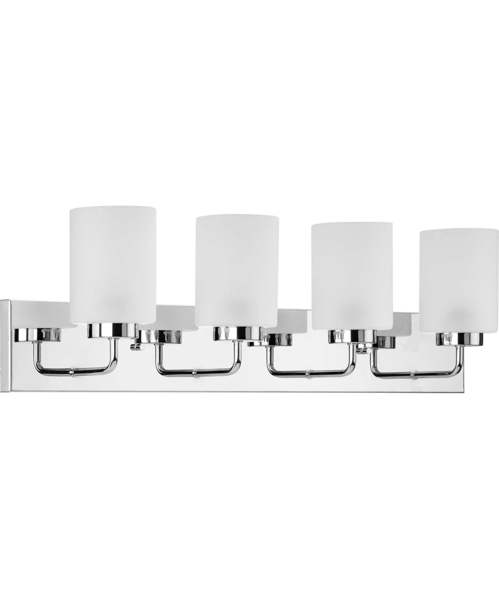 Merry 4-Light Etched Glass Transitional Style Bath Vanity Wall Light Polished Chrome