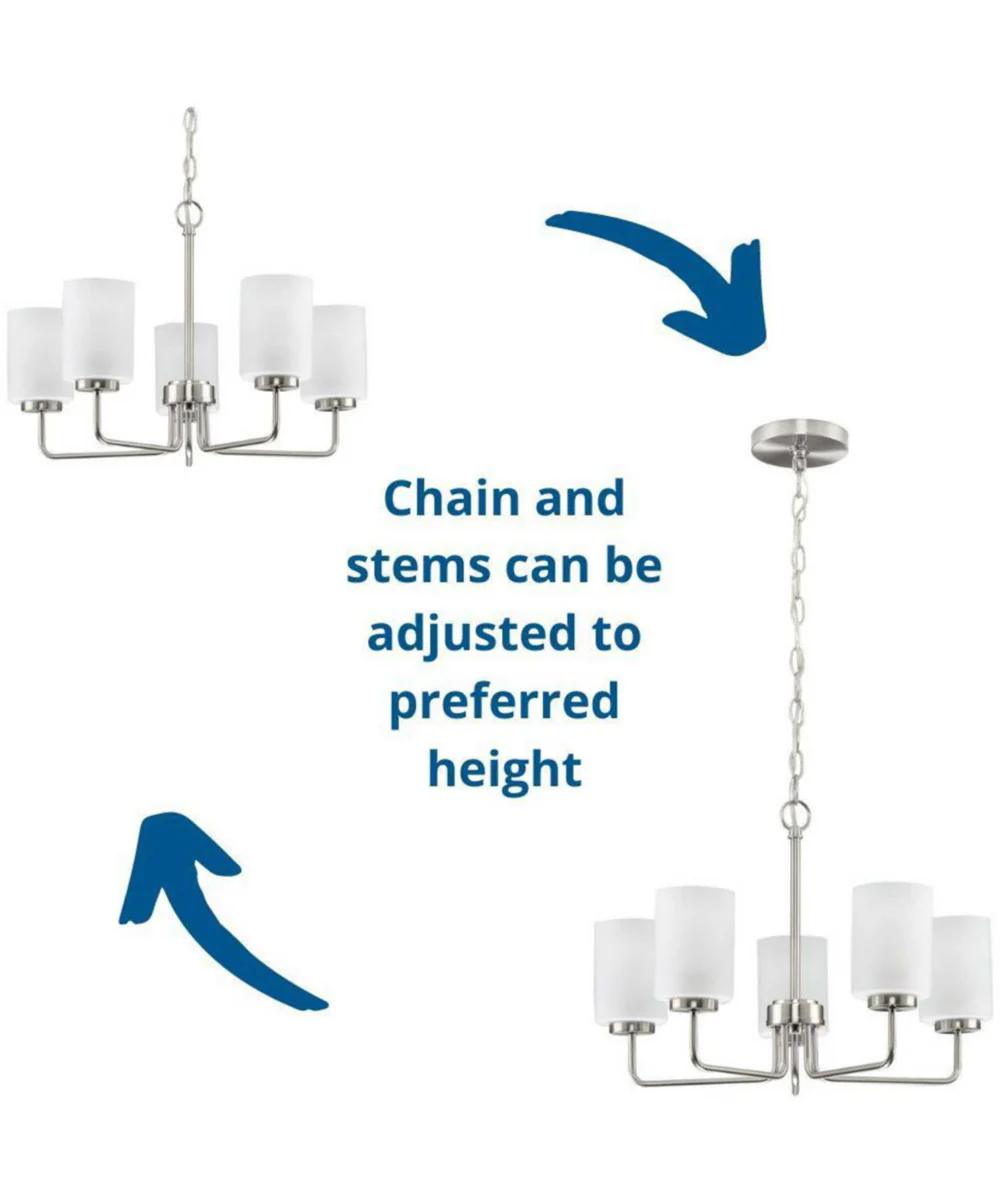 Merry 5-Light Etched Glass Transitional Style Chandelier Light Brushed Nickel - Image 4