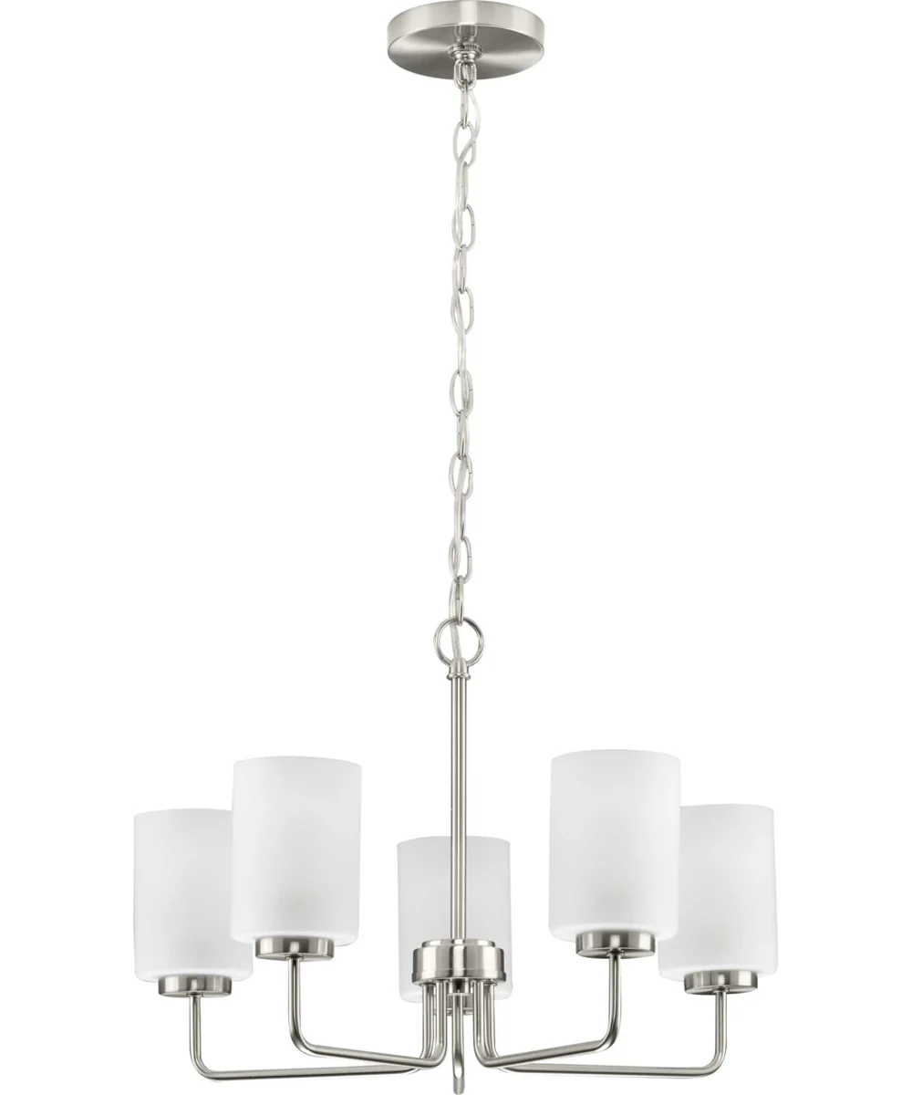 Merry 5-Light Etched Glass Transitional Style Chandelier Light Brushed Nickel - Image 5