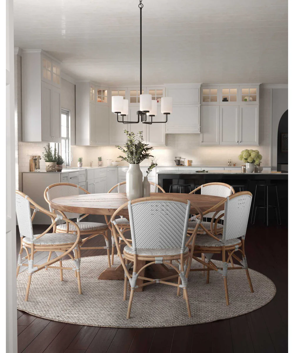 Merry 5-Light Etched Glass Transitional Style Chandelier Light Matte Black - Image 2