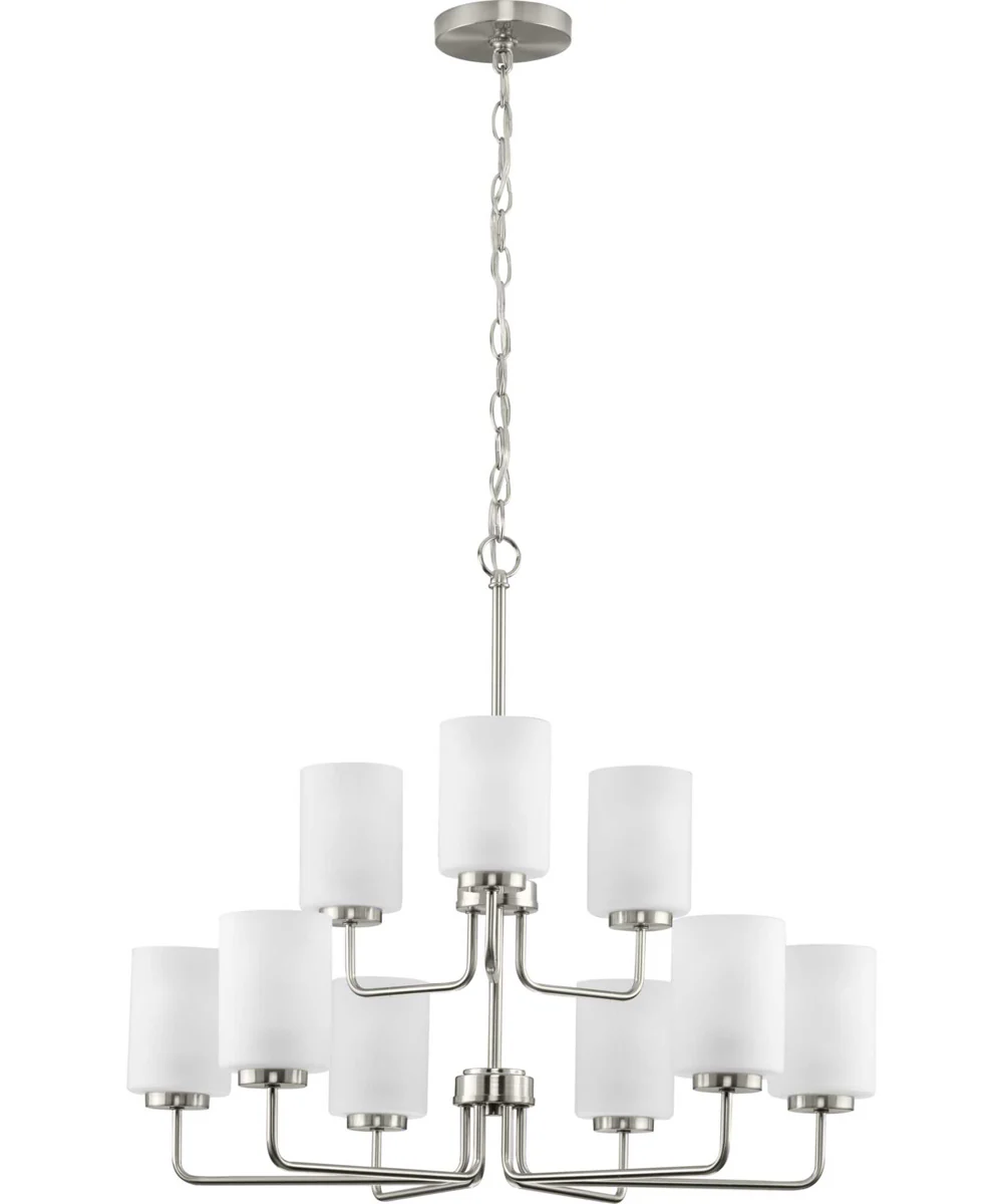 Merry 9-Light Etched Glass Transitional Style Chandelier Light Brushed Nickel - Image 2