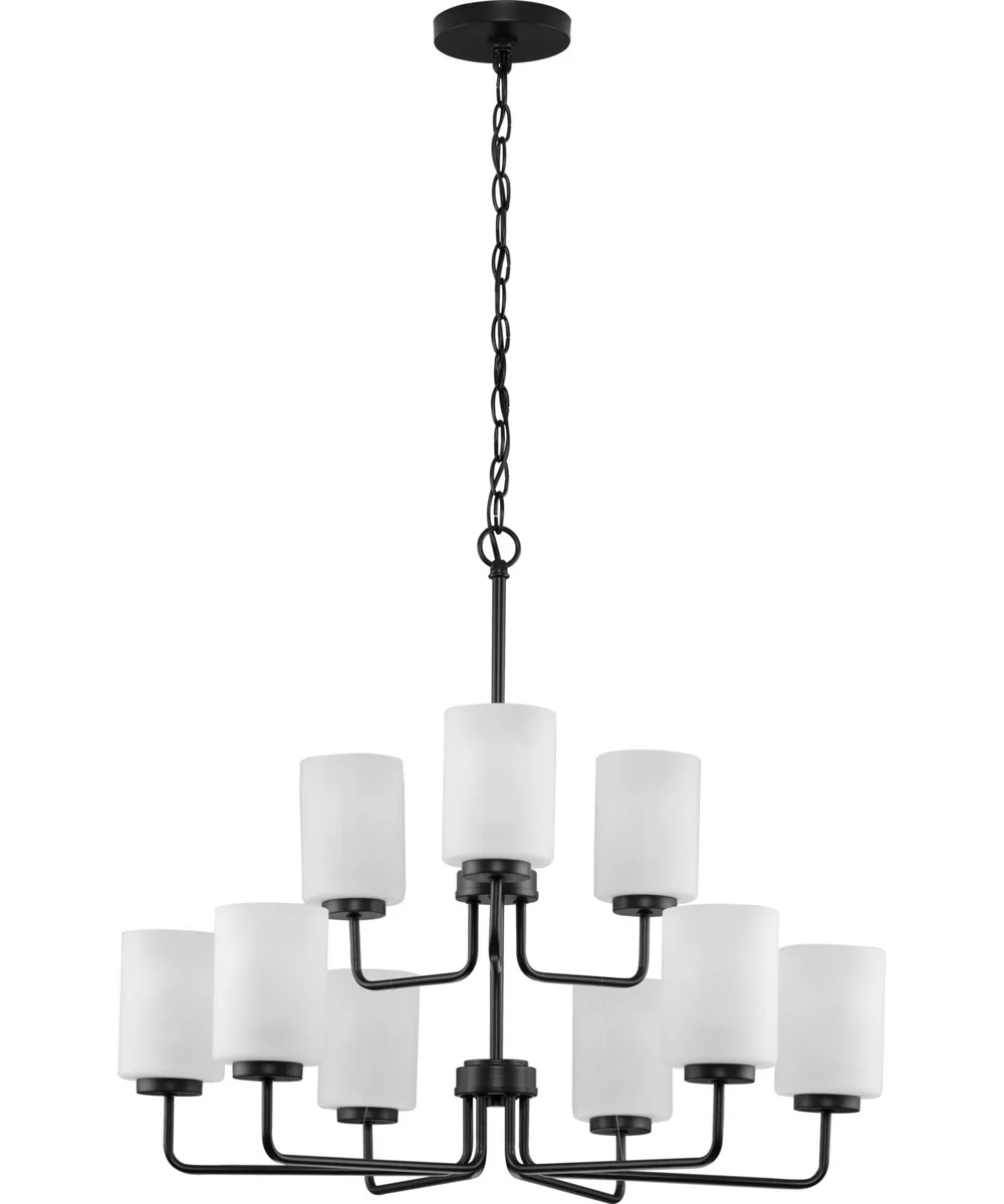 Merry 9-Light Etched Glass Transitional Style Chandelier Light Matte Black - Image 2