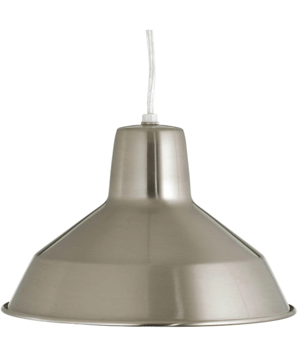Metal Shade 1-Light Spun Metal Shade Farmhouse Pendant Light Brushed Nickel