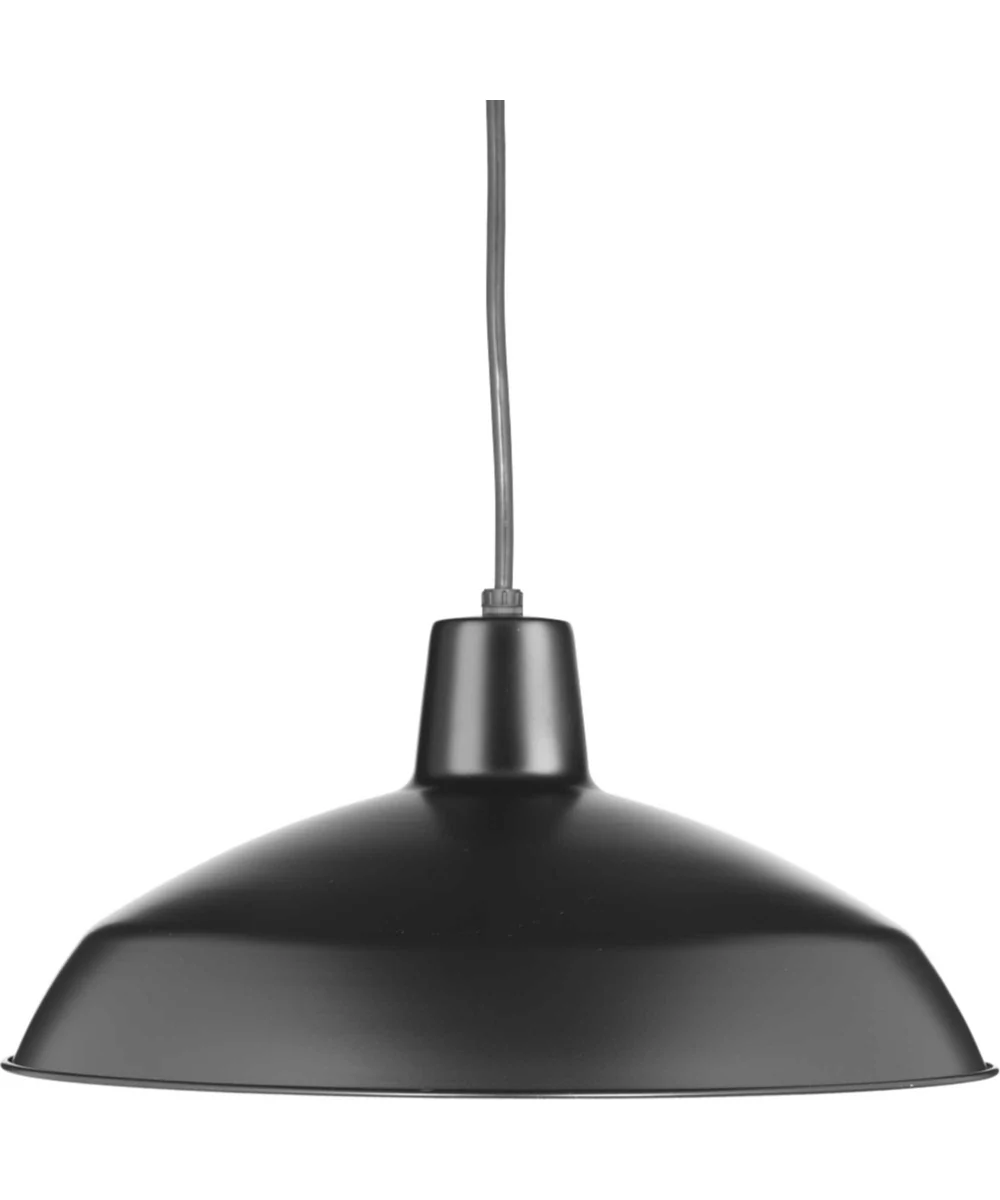 Metal Shade 1-Light Spun Metal Shade Farmhouse Pendant Light Matte Black