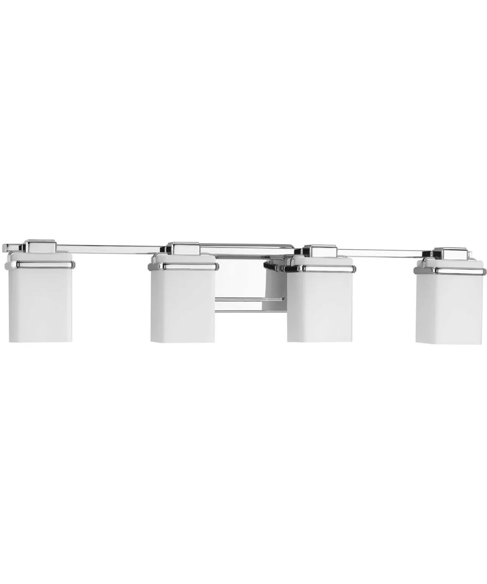 Metric 4-Light Etched White Glass Glass Coastal Bath Vanity Light Polished Chrome - Image 5
