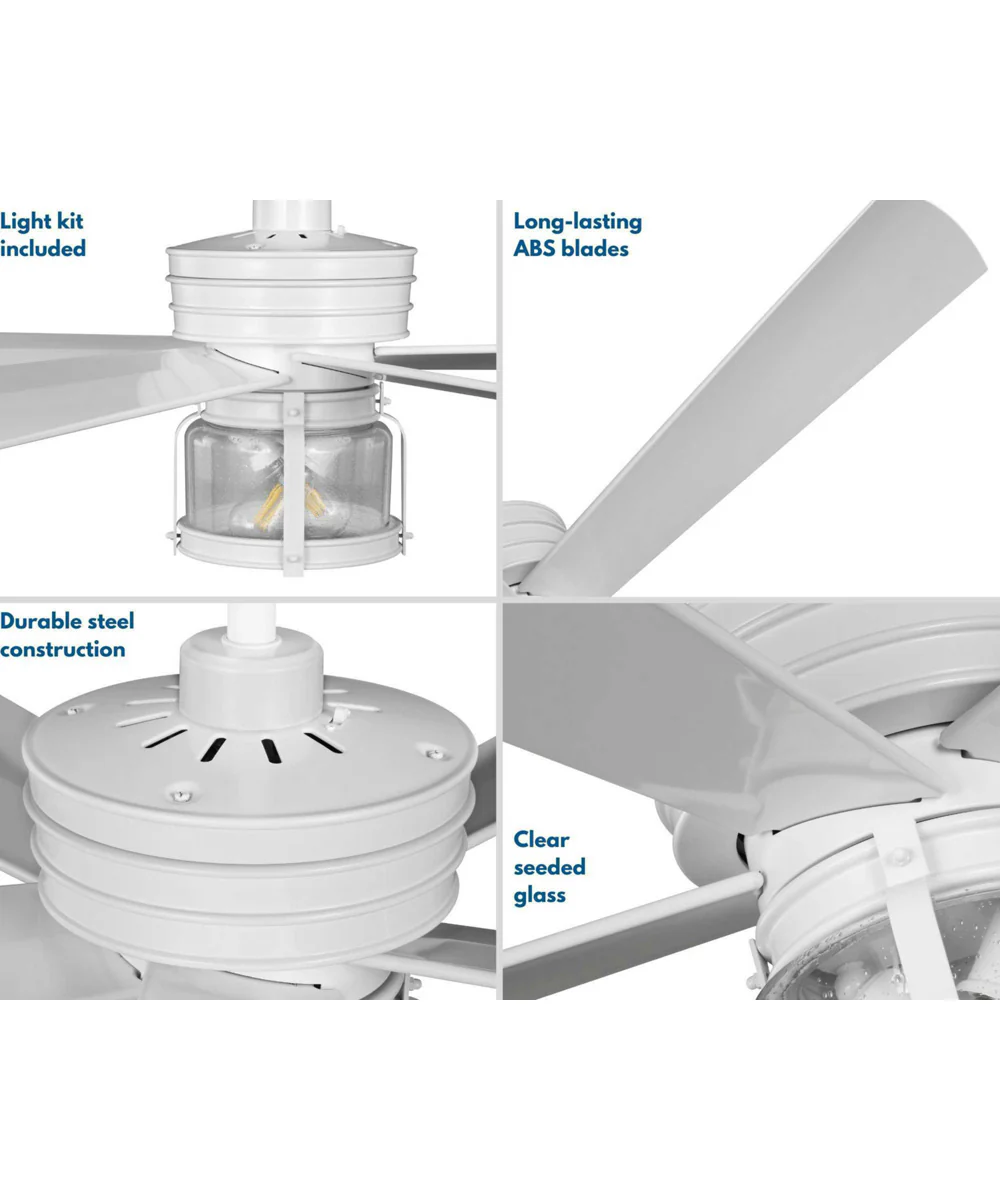 Midvale 5-Blade White 56-Inch Coastal Indoor/Outdoor Ceiling Fan Satin White - Image 5